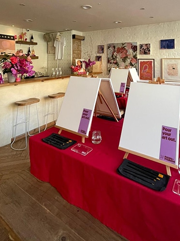 A mobile pop-up private paint and sip event by Pinot & Picasso